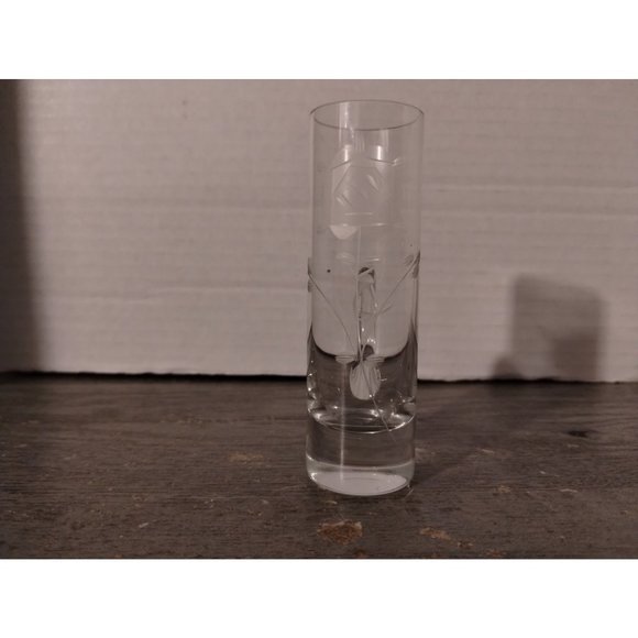 Clear Etched Rose Cordial Shot Glass with Handle Made in Poland 4" - Picture 2 of 5